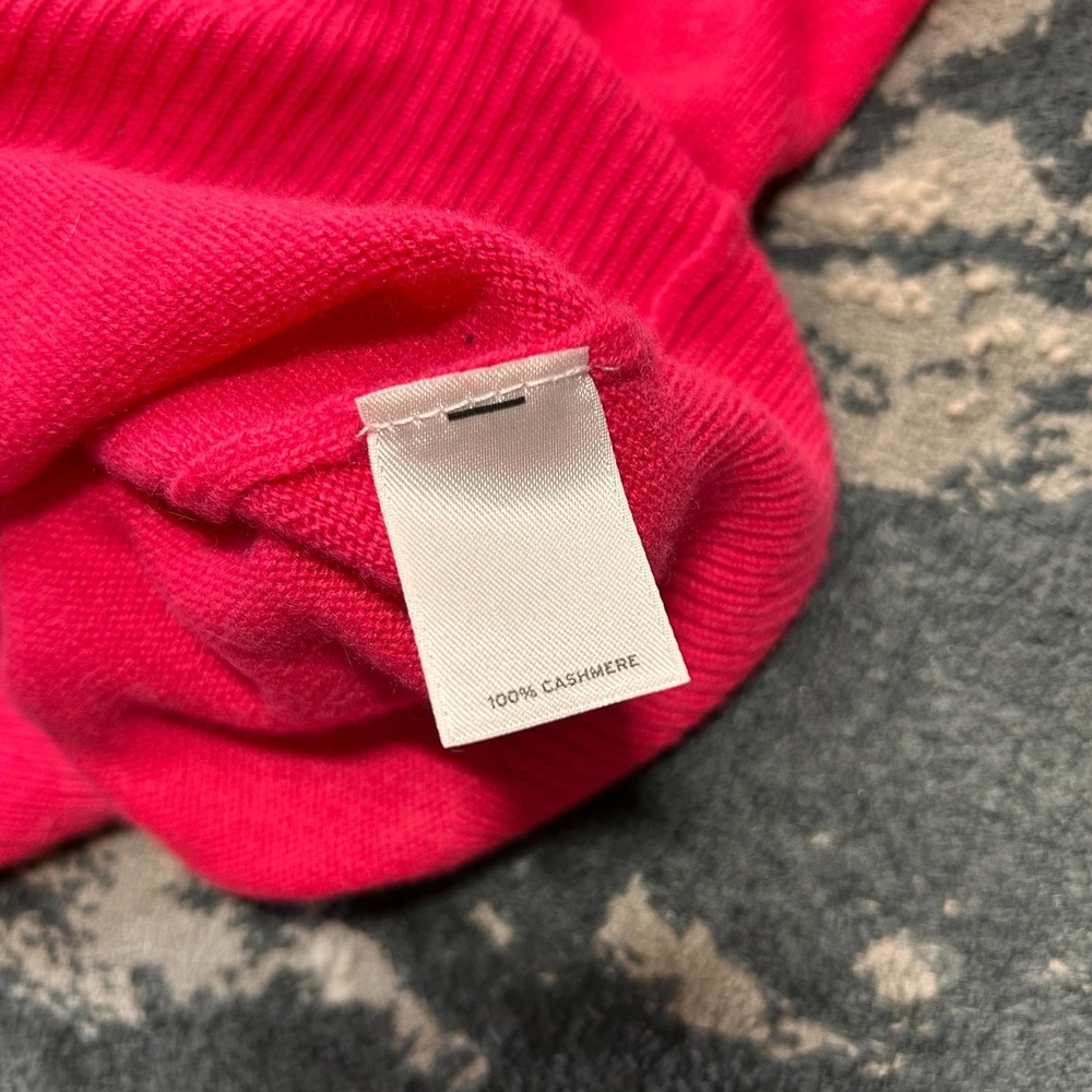Halogen Nordstrom Sweater Womens Medium Red Cashmere Tight Knit Ribbed V‎ Neck - Picture 5 of 6